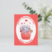 Elephant cupcake Kids Valentine Carte postale (Debout devant)
