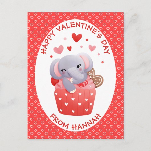 Elephant cupcake Kids Valentine Carte postale (Devant)