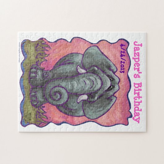 Elephant Custom Birthday Puzzle Legpuzzel (Horizontaal)