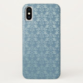 Elephant damask blue patterned iPhone case (Achterkant)