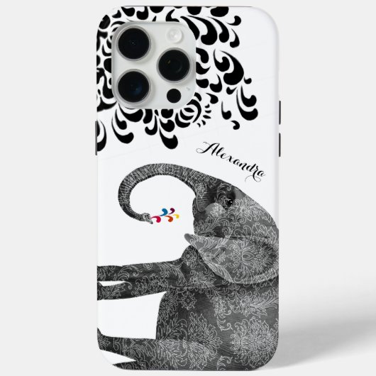 Eléphant Damask iPhone 6 coque personnalisé (Verso)