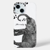 Eléphant Damask iPhone 6 coque personnalisé (Verso)