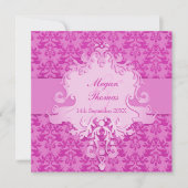 Elephant damask mauve bruiloft vierkant uitnodigin kaart (Voorkant)