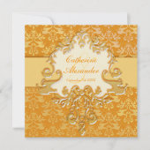 Eléphant damask or & crème mariage invitation carr (Devant)