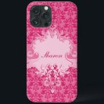 Elephant damask rose court nom coque ipad<br><div class="desc">Customisez avec votre prénom.. Cette subtile couverture coque ipad à motifs d'éléphants est parfaite pour les amateurs d'animaux et d'éléphants. Voici l'exemple : Sharon. Ce motif unique en damas est conçu par Sarah Trett.</div>