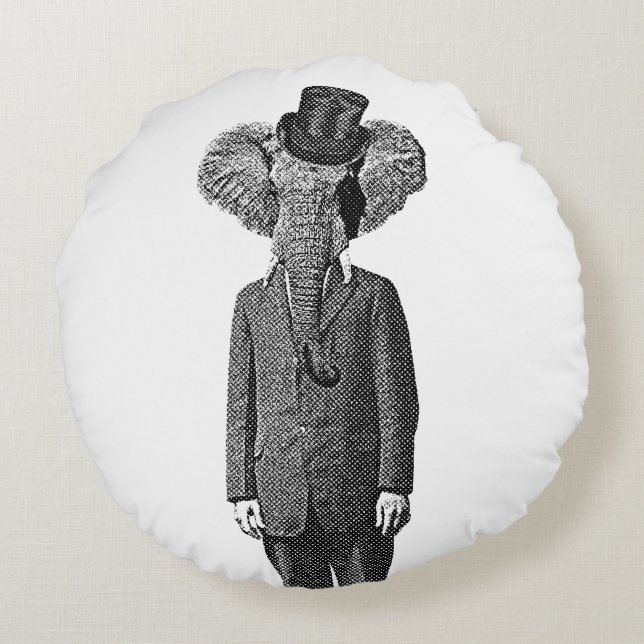 Elephant dandy rond kussen (Achterkant)