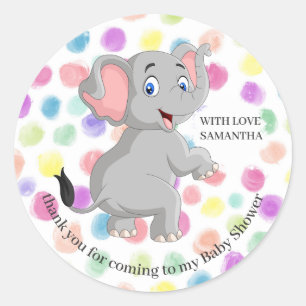 Elephant dankjewel WATERVERF STIPPEN Ronde Sticker