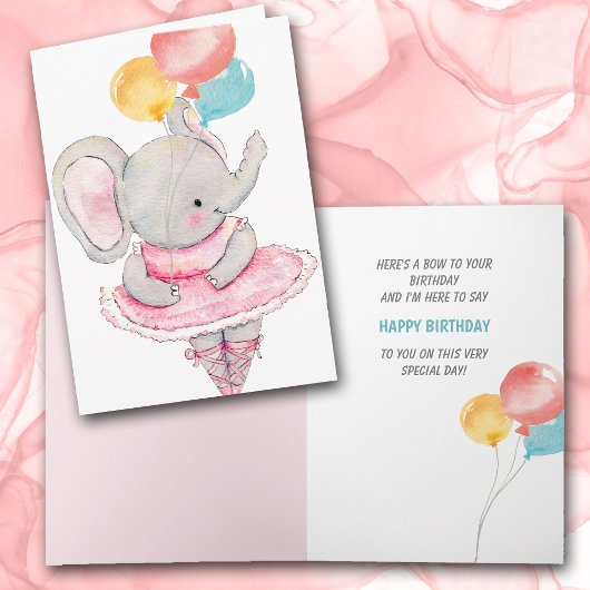 Elephant dansant avec ballons Carte d'anniversaire