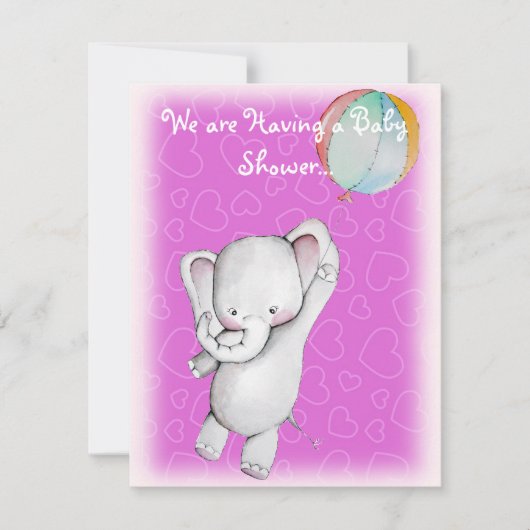 Éléphant de bébé avec des invitations de baby (Devant)