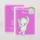 Éléphant de bébé avec des invitations de baby (Devant / Derrière)