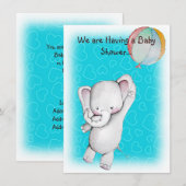 Éléphant de bébé avec des invitations de baby (Devant / Derrière)