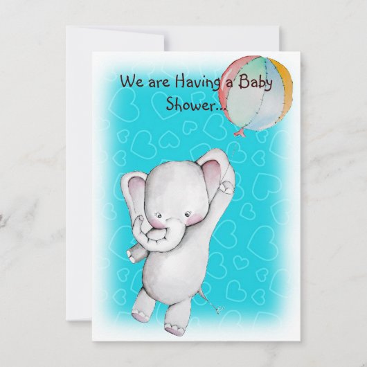 Éléphant de bébé avec des invitations de baby (Devant)