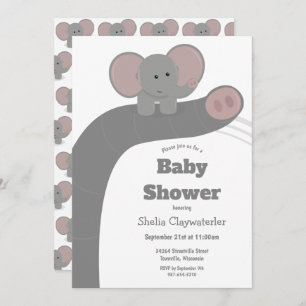 Éléphant de bébé et invitation de baby shower du