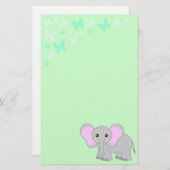 Éléphant de bébé et papeterie mignons de papillons (Devant / Derrière)