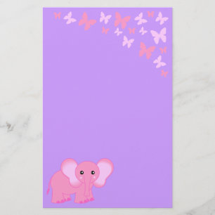 Éléphant de bébé et papeterie roses mignons de