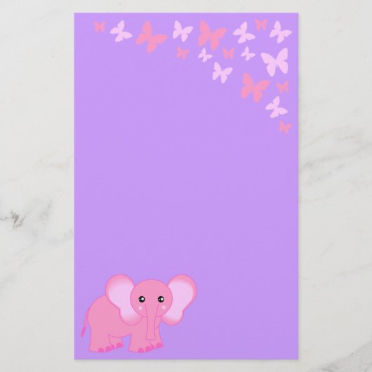 Éléphant de bébé et papeterie roses mignons de (Devant)