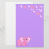 Éléphant de bébé et papeterie roses mignons de (Devant / Derrière)