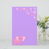 Éléphant de bébé et papeterie roses mignons de (Debout devant)