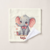 Éléphant de bébé mignon avec un nœud rose (Gant de toilette)