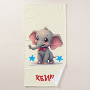 Éléphant de bébé mignon avec un nœud rouge
