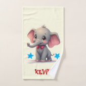 Éléphant de bébé mignon avec un nœud rouge (Serviette à main)