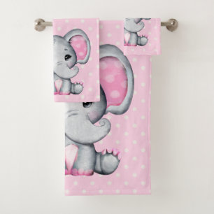 Eléphant de bébé rose mignon avec oreilles Poka Do