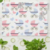 Éléphant de chariot de bébé Serviette de cuisine  (Plié)