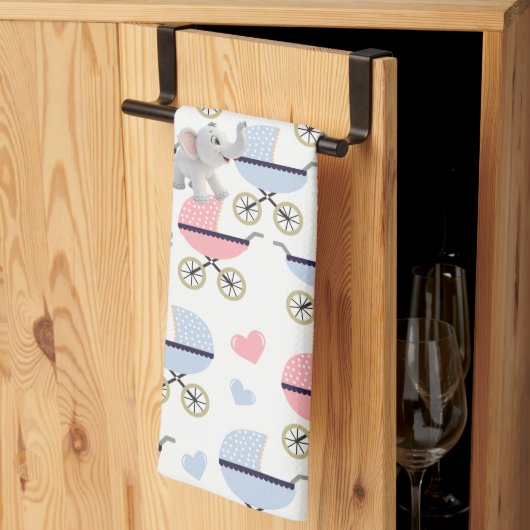 Éléphant de chariot de bébé Serviette de cuisine  (Pliage en tiers)