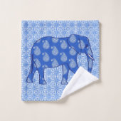 Éléphant de Paisley, bleu de cobalt et blanc (Gant de toilette)