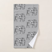 Éléphant de remous de fractale, gris, noir et (Serviette à main)