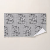Éléphant de remous de fractale, gris, noir et (Serviette à main)