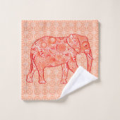 Éléphant de remous de fractale, orange et blanc de (Gant de toilette)