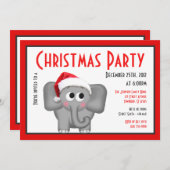 Eléphant de Santa Hat - Invitations de Noël (Devant / Derrière)