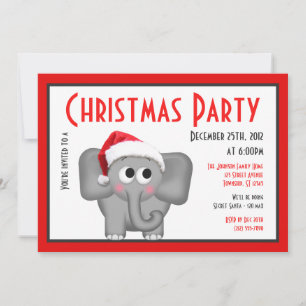 Eléphant de Santa Hat - Invitations de Noël