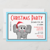 Eléphant de Santa Hat - Invitations de Noël (Devant)