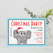 Eléphant de Santa Hat - Invitations de Noël (Debout devant)