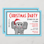 Eléphant de Santa Hat - Invitations de Noël (Devant / Derrière)
