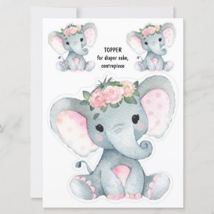 Elephant Diaper Cake Topper, Centerpart decor Kaart