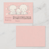 Elephant Diaper Raffle Tickets, roze en wit Plaatskaartje (Voorkant / Achterkant)