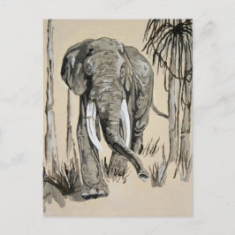 Elephant die door gestreken Savanna-kunst rolt Briefkaart