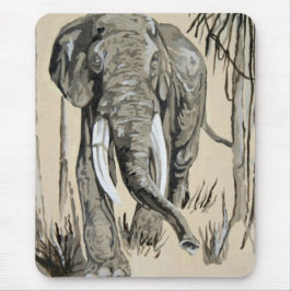Elephant die door gestreken Savanna-kunst rolt Muismat