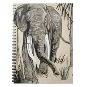 Elephant die door gestreken Savanna-kunst rolt Notitieboek