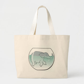 Elephant die rondzwemt in Goldfish Bowl Grote Tote Bag