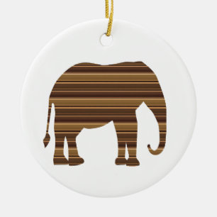 ELEPHANT dierlijk wild Gold Stripe Brown NVN286 Keramisch Ornament