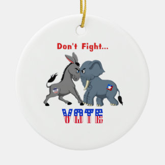 Elephant & Donkey ARGUING vecht niet tegen stemmen Keramisch Ornament