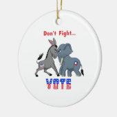 Elephant & Donkey ARGUING vecht niet tegen stemmen Keramisch Ornament (Links)