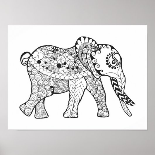 Elephant Doodle 2 Poster (Voorkant)