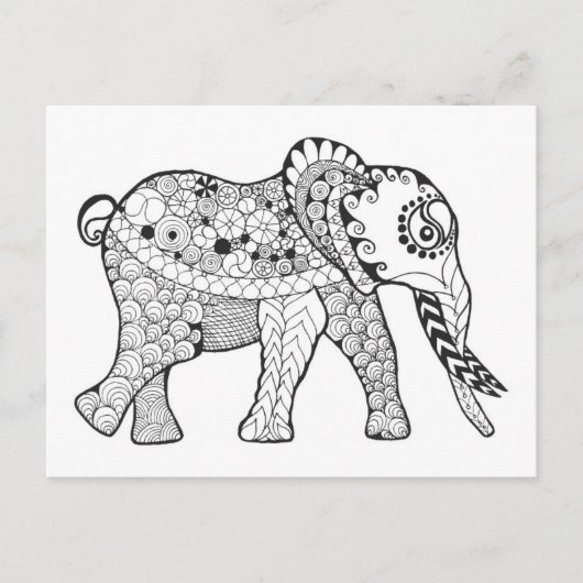 Elephant Doodle Briefkaart (Voorkant)