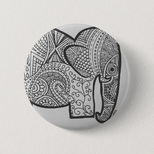 Elephant Doodle Button (Voorkant)