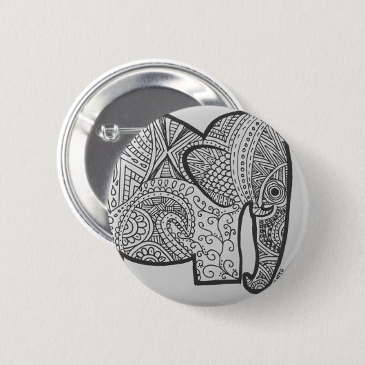 Elephant Doodle Button (Voorkant /achterkant)